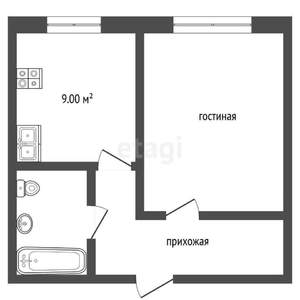 1-к квартира, вторичка, 40м2, 1/12 этаж