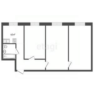 3-к квартира, вторичка, 58м2, 1/5 этаж