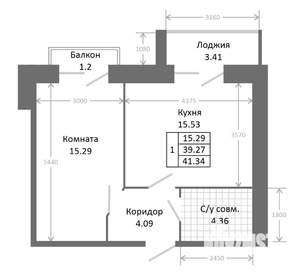 1-к квартира, строящийся дом, 44м2, 4/9 этаж