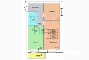 2-к квартира, вторичка, 59м2, 5/12 этаж