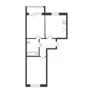 2-к квартира, вторичка, 55м2, 1/4 этаж