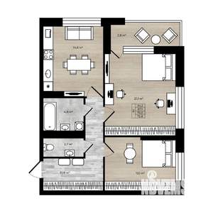 2-к квартира, вторичка, 73м2, 3/10 этаж