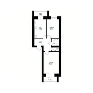 2-к квартира, вторичка, 58м2, 5/5 этаж