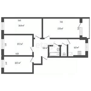 4-к квартира, вторичка, 75м2, 1/5 этаж
