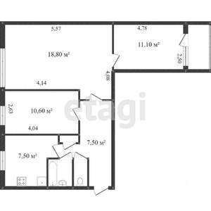 3-к квартира, вторичка, 58м2, 4/9 этаж