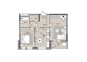 2-к квартира, строящийся дом, 54м2, 9/18 этаж