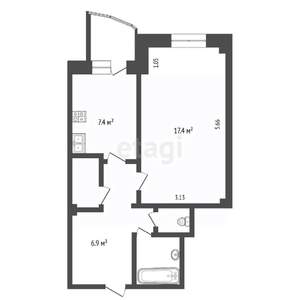 1-к квартира, вторичка, 40м2, 12/14 этаж