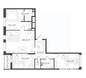3-к квартира, вторичка, 86м2, 15/18 этаж