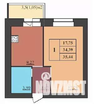1-к квартира, строящийся дом, 35м2, 9/9 этаж