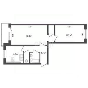 2-к квартира, вторичка, 45м2, 2/5 этаж