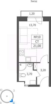 Студия квартира, вторичка, 21м2, 2/11 этаж