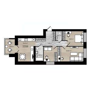 2-к квартира, строящийся дом, 74м2, 3/9 этаж