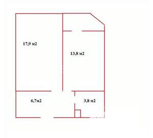 1-к квартира, вторичка, 42м2, 6/9 этаж