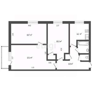 3-к квартира, вторичка, 53м2, 3/5 этаж