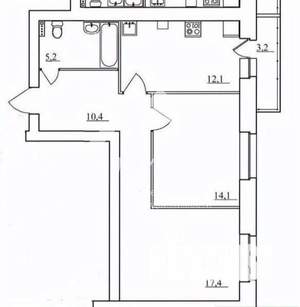 2-к квартира, вторичка, 59м2, 4/4 этаж