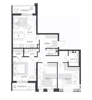 3-к квартира, вторичка, 102м2, 3/9 этаж