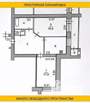 2-к квартира, вторичка, 76м2, 9/10 этаж