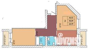 2-к квартира, сданный дом, 61м2, 2/5 этаж