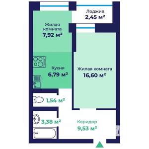 1-к квартира, строящийся дом, 47м2, 10/17 этаж
