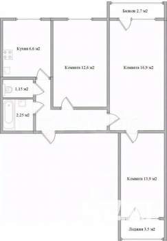 3-к квартира, вторичка, 60м2, 6/9 этаж