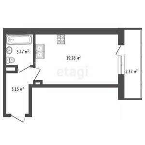 Студия квартира, вторичка, 30м2, 6/8 этаж