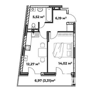 1-к квартира, строящийся дом, 41м2, 6/8 этаж