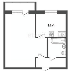 1-к квартира, вторичка, 38м2, 5/9 этаж