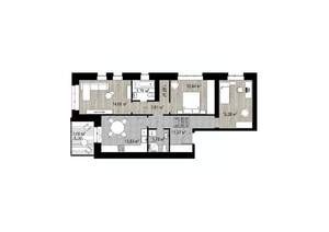 3-к квартира, строящийся дом, 82м2, 4/4 этаж