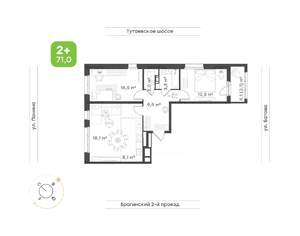 3-к квартира, вторичка, 71м2, 12/18 этаж