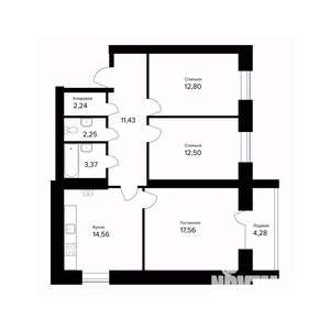 3-к квартира, вторичка, 79м2, 1/5 этаж
