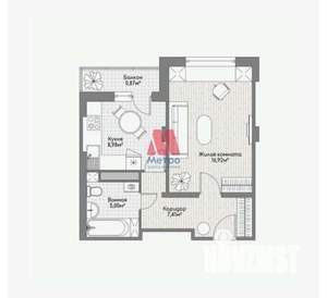 1-к квартира, вторичка, 40м2, 2/10 этаж