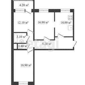 3-к квартира, вторичка, 80м2, 12/14 этаж