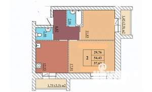 2-к квартира, строящийся дом, 58м2, 5/5 этаж