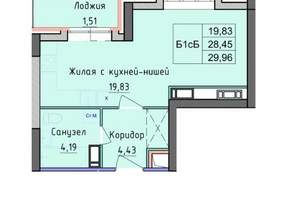 1-к квартира, вторичка, 30м2, 3/16 этаж