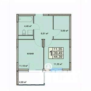 1-к квартира, вторичка, 44м2, 2/18 этаж