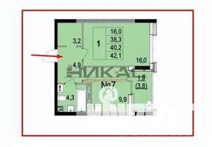 1-к квартира, вторичка, 41м2, 3/10 этаж