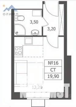 Студия квартира, вторичка, 20м2, 3/10 этаж