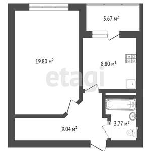 1-к квартира, вторичка, 43м2, 8/10 этаж