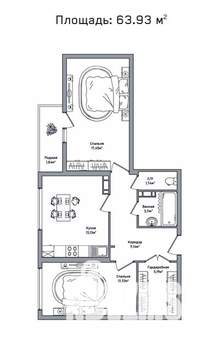 2-к квартира, вторичка, 64м2, 5/10 этаж