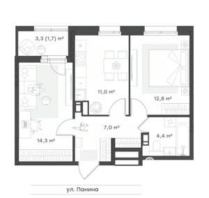 2-к квартира, вторичка, 51м2, 15/18 этаж