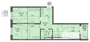 2-к квартира, вторичка, 66м2, 7/9 этаж