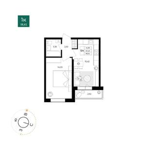 1-к квартира, вторичка, 37м2, 12/17 этаж