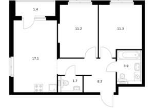 2-к квартира, вторичка, 54м2, 16/17 этаж