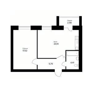 1-к квартира, вторичка, 49м2, 5/5 этаж