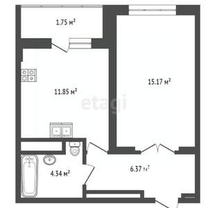 1-к квартира, вторичка, 39м2, 5/12 этаж