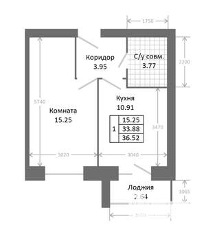1-к квартира, вторичка, 37м2, 3/10 этаж