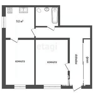 2-к квартира, вторичка, 50м2, 1/5 этаж