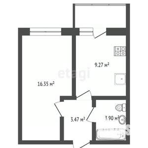 1-к квартира, вторичка, 33м2, 4/16 этаж