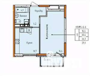 1-к квартира, строящийся дом, 37м2, 16/18 этаж