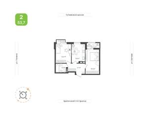 2-к квартира, вторичка, 54м2, 7/18 этаж